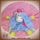 AJENA SOS DOUDOU CHEVAL PLAT BLEU CRINIERE ROSE CARRE JAUNE NOUNOURS