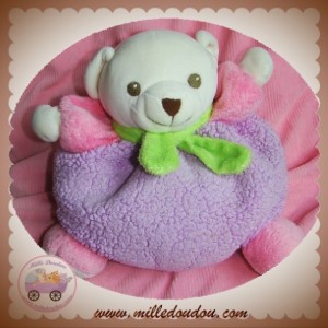 NOUNOURS SOS DOUDOU OURS BLANC MEUNIER BOULE VIOLET ROSE VERT