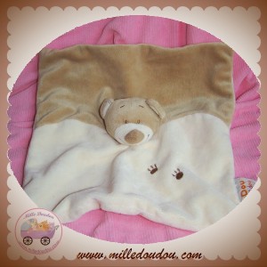 DOU KIDOU DOUDOU OURS BEIGE PLAT ECRU 2 EMPREINTES