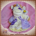 LASCAR SOS DOUDOU VACHE MARIONNETTE ECRU VIOLET FLEUR