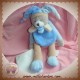 SOS DOUDOU ET COMPAGNIE OURS PANTIN BLEU PUDRE MOUCHOIR DC2376