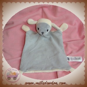 H&M H ET M SOS DOUDOU MOUTON BLANC PLAT RAYE GRIS