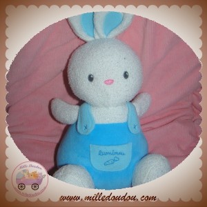 LUMINOU SOS DOUDOU LAPIN FLUORESCENT SALOPETTE BLEU SOS