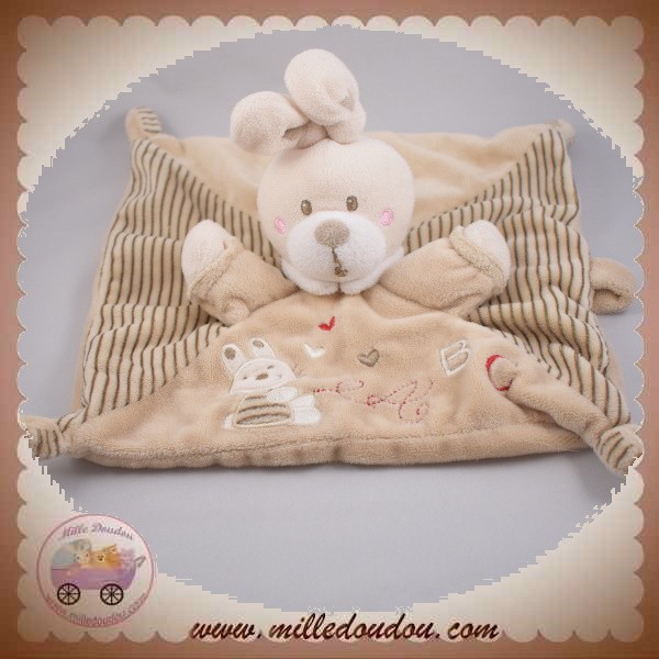 NICOTOY doudou plat Lapin beige ABC collection Laline