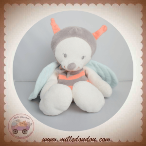 NATTOU SOS DOUDOU ABEILLE BLANCHE BUBBLES RAYE GRIS ORANGE 28 cm SOS