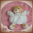 KALOO SOS DOUDOU OURS BOULE TISSU BLANC LAPIN 18 CM SOS