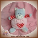 AJENA SOS DOUDOU CHAT GRIS BOULE ROSE COEUR VICHY