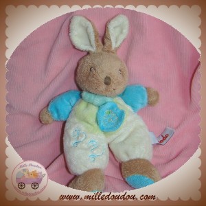 TOODO SOS DOUDOU LAPIN MARRON BLANC BLEU BATEAU ANCRE 21 cm