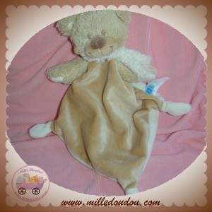 TEX SOS DOUDOU OURS POIL BEIGE PLAT MARRON ECHARPE ECRU SOS