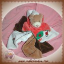 TAKINOU SOS DOUDOU OURS PLAT MARRON BLANC ROUGE COCCINELLE FLEUR