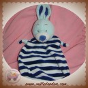 SOS DOUDOU LAPIN VERT PLAT RAYE BLANC BLEU MARINE NOEUD