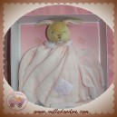 SOS DOUDOU ET COMPAGNIE LAPIN BEIGE PLAT LANGE TISSU ROSE