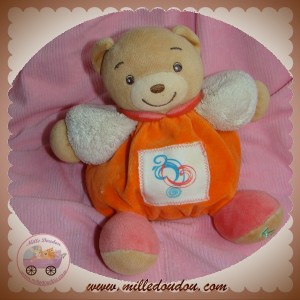 KALOO SOS DOUDOU OURS BOULE ORANGE BRAS PLUME ECRU