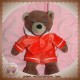 AJENA SOS DOUDOU PETIT OURS BRUN MARRON PYJAMA ROUGE NOUNOURS