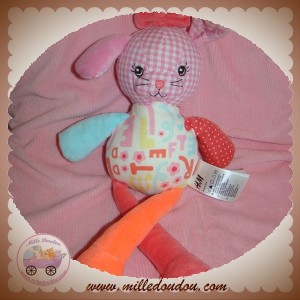 H&M H ET M SOS DOUDOU LAPIN ROSE VICHY ORANGE TISSU LETTRE