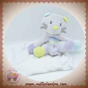 SUCRE D'ORGE SOS DOUDOU CHAT GRIS VIOLET MOUCHOIR CAJOU