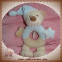 BOUT'CHOU MONOPRIX DOUDOU OURS MARRON HOCHET BLEU ETOILES LISSE SOS