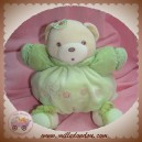 KALOO SOS DOUDOU OURS BOULE VERT ETHNIC FLEUR OISEAU 20 CM