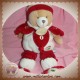 DOUDOU ET COMPAGNIE SOS OURS BEIGE NANOU ROUGE ECRU 30 CM