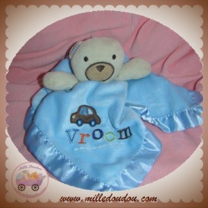 CARTER'S SOS DOUDOU OURS BEIGE PLAT BLEU VROOM SATIN VOITURE