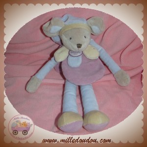 SOS DOUDOU ET COMPAGNIE SOURIS GRIS PANTIN ROSE POUDRE DC2375