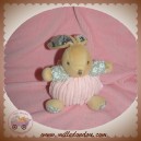 KALOO DOUDOU LAPIN BOULE ROSE AVEC FLEUR LIN ATTACHE TETINE SOS