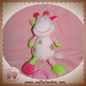 BABYSUN SOS DOUDOU VACHE GIRAFE MUSICAL ROSE VERT SPIRALES POIS