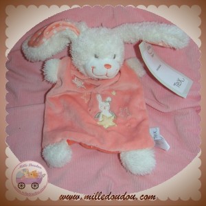 TEX SOS DOUDOU LAPIN BOUCLETTE BLANC PLAT SAUMON ROSE ETOILES