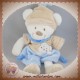 NICOTOY SOS DOUDOU OURS BLANC BEIGE BLEU TAUPE 28 CM