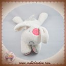 OKAIDI OBAIBI SOS DOUDOU CHIEN PELUCHE BLANC COCARD ROSE GRIS TISSU