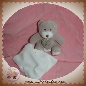 DOUDOU ET COMPAGNIE OURS GRIS MOUCHOIR BLANC 10 CM SOS