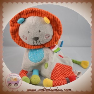 NICOTOY KIABI SOS DOUDOU LION PLAT GRIS CRINIERE ORANGE ROND