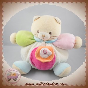 KALOO DOUDOU CHAT BOULE PLUME BLANC ROND ROSE MOUSTACHE DESSINE SOS