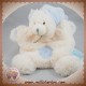 BABYNAT SOS DOUDOU OURS PLAT BLANC POIL BLEU CROIX