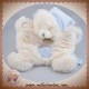 BABYNAT SOS DOUDOU OURS PLAT BLANC POIL BLEU CROIX