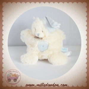 BABYNAT SOS DOUDOU OURS PLAT BLANC POIL BLEU CROIX