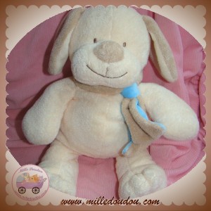 GIPSY SOS DOUDOU CHIEN ECRU BEIGE ECHARPE BLEU