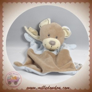 NICOTOY SOS DOUDOU OURS PLAT MARRON BLEU CROIX SOS