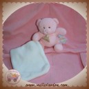 DOUDOU ET COMPAGNIE SOS OURS ROSE MOUCHOIR BLANC