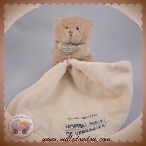 DOUDOU ET COMPAGNIE OURS BEIGE PRALINE MOUCHOIR DOUBLE VERSAILLES SOS