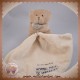 DOUDOU ET COMPAGNIE OURS BEIGE PRALINE MOUCHOIR DOUBLE VERSAILLES SOS