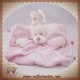 NICOTOY SOS DOUDOU LAPIN ECRU PLAT ROSE ETOILES ATTACHE TETINE SOS