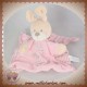 NICOTOY SOS DOUDOU LAPIN ECRU PLAT ROSE ETOILES ATTACHE TETINE SOS