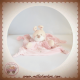 NICOTOY SOS DOUDOU LAPIN ECRU PLAT ROSE ETOILES ATTACHE TETINE SOS