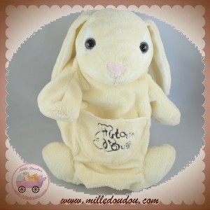 HISTOIRE D'OURS DOUDOU LAPIN MARIONNETTE ECRU BLANC ECRITURE NOIR SOS