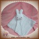 L'ENFANT DO DOUDOU LAPIN PLAT RAYE BLANC GRIS 3 SUISSES SOS