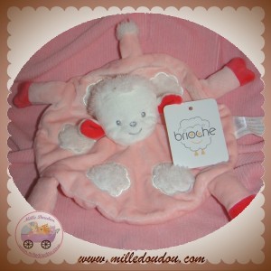 KIMBALOO SOS DOUDOU MOUTON BLANC PLAT ROND ROSE NUAGE BRIOCHE