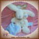 BABYNAT SOS DOUDOU LAPIN BLANC POIL MOUCHOIR BLEU CLAIR SOS