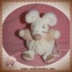 KALOO SOS DOUDOU SOURIS PURE FEUILLE BOULE ECRU BEIGE 12 CM