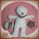 NICOTOY SOS DOUDOU OURS BLANC POILS TAUPE FOULARD EVEIL